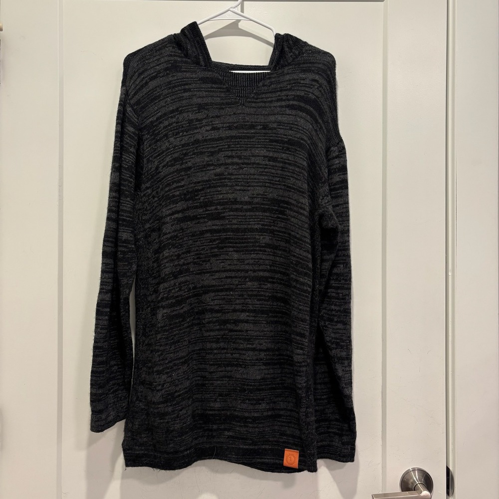 PAKA Alpaca Wool Hoodie Sweater Charcoal Gray Handmade Zenovia B. Womens L